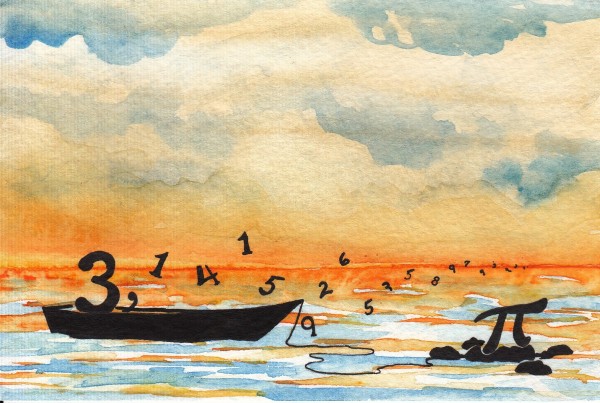 Life of Pi Series - Richard Parker played by the number 3 and the decimal point, Flying Fish played by some of the decimal representation of Pi, Pi played by Pi
