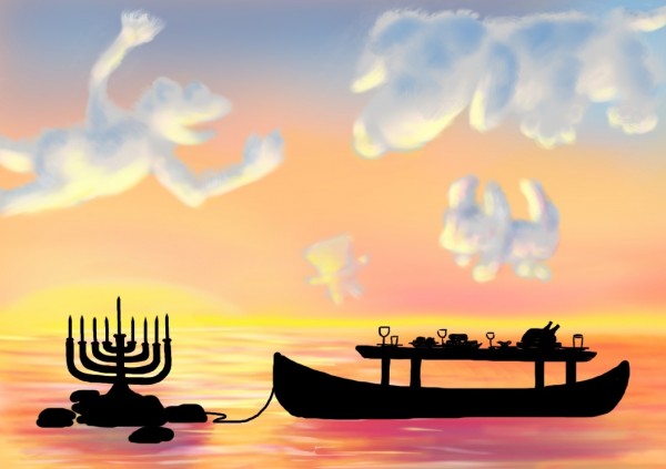 Life of Pi Series - Richard Parker played by a Thanksgiving Feast, Pi played by a Chanukah Menorah