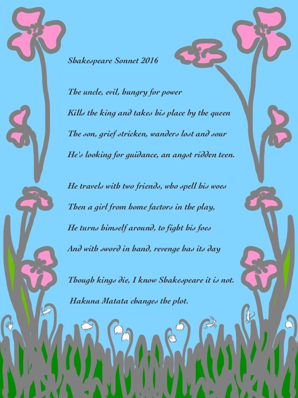 Shakespeare Sonnet 2016 by Meg Kirkwood