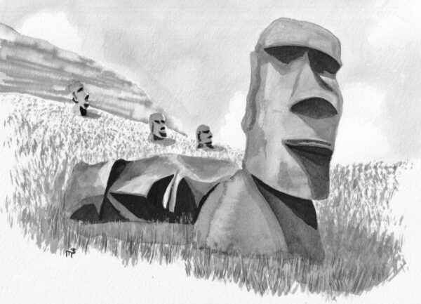 Easter Island Cartoon, Social Distance Cartoon